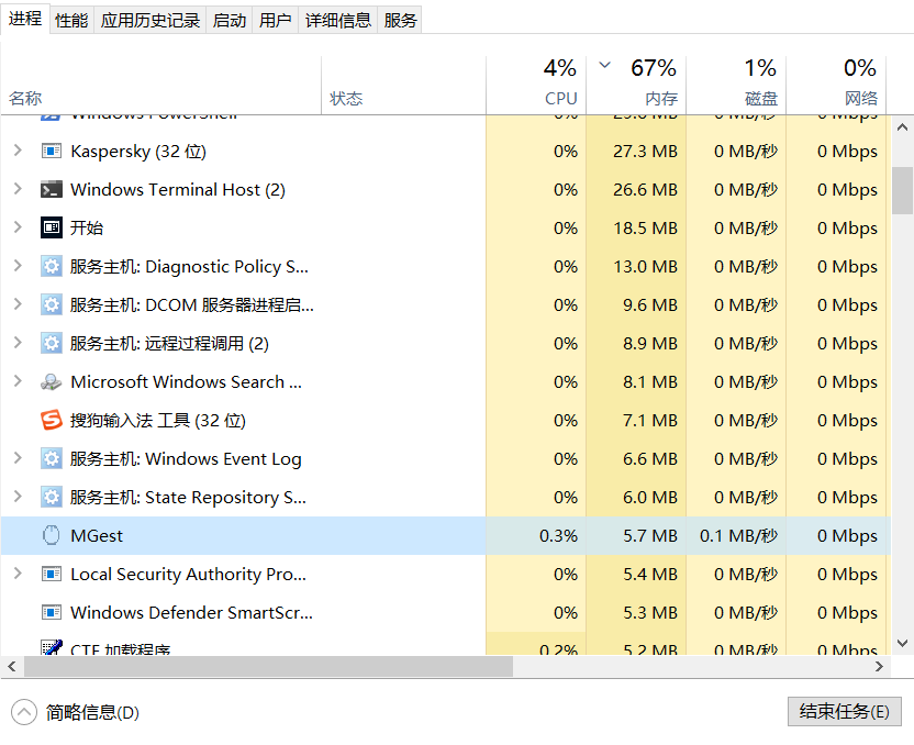 MGest 后台内存占用